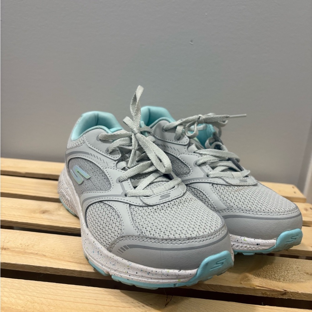 Skechers Gray and Aqua Women's Sneakers